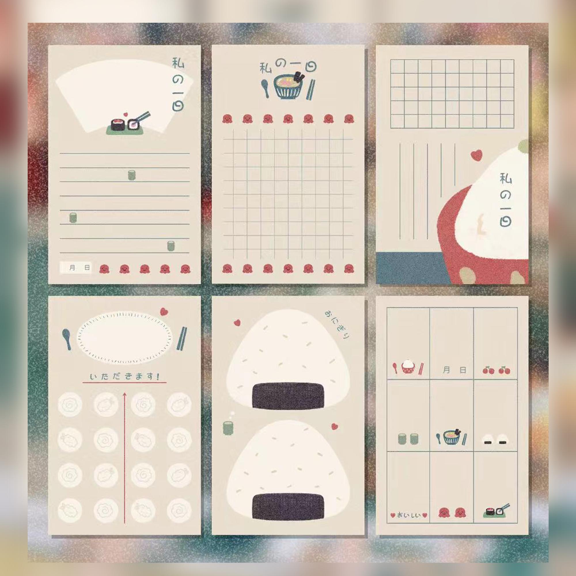 N1ng原创m5内页古早日日系小食物内页便签手帐拼贴双面印刷74*105