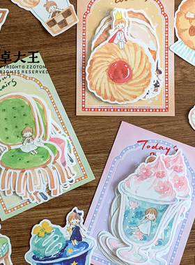 卓大王【手绘便签】异形可书写杯子甜品饼干曲奇椅子手帐素材
