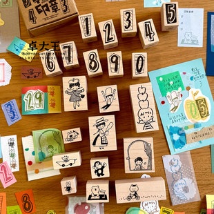 卓大王【阿卓木制印章】枫木复古潦草数字小熊苹果青蛙蟑螂猩猩