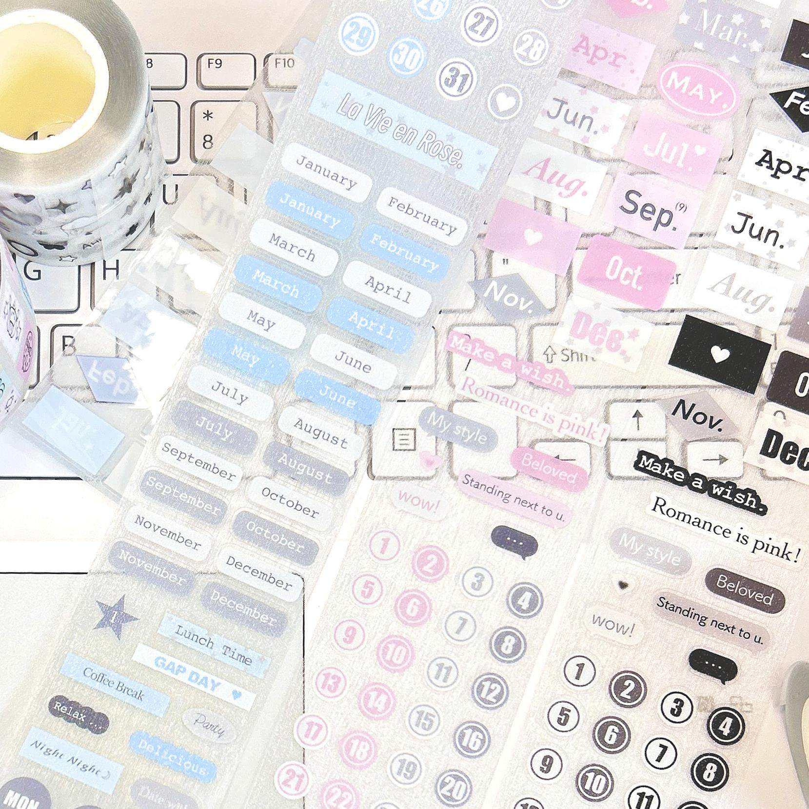 草莓烟·盐系日付原创切模胶带手帐装饰贴纸卷分装日期贴纸