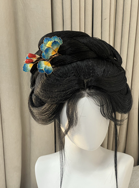 非遗手工掐丝绒花发簪万里江山配色可改发夹胸针原创手工现货包邮