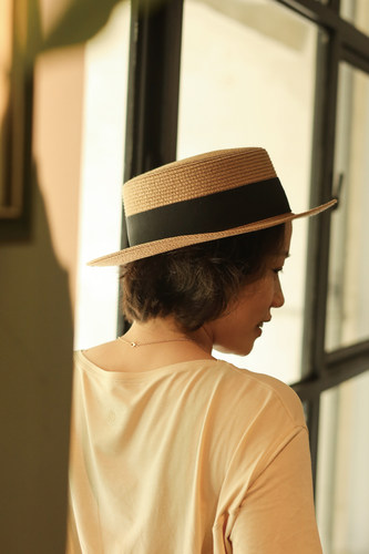 逛街日单平顶礼帽女夏季休闲草帽