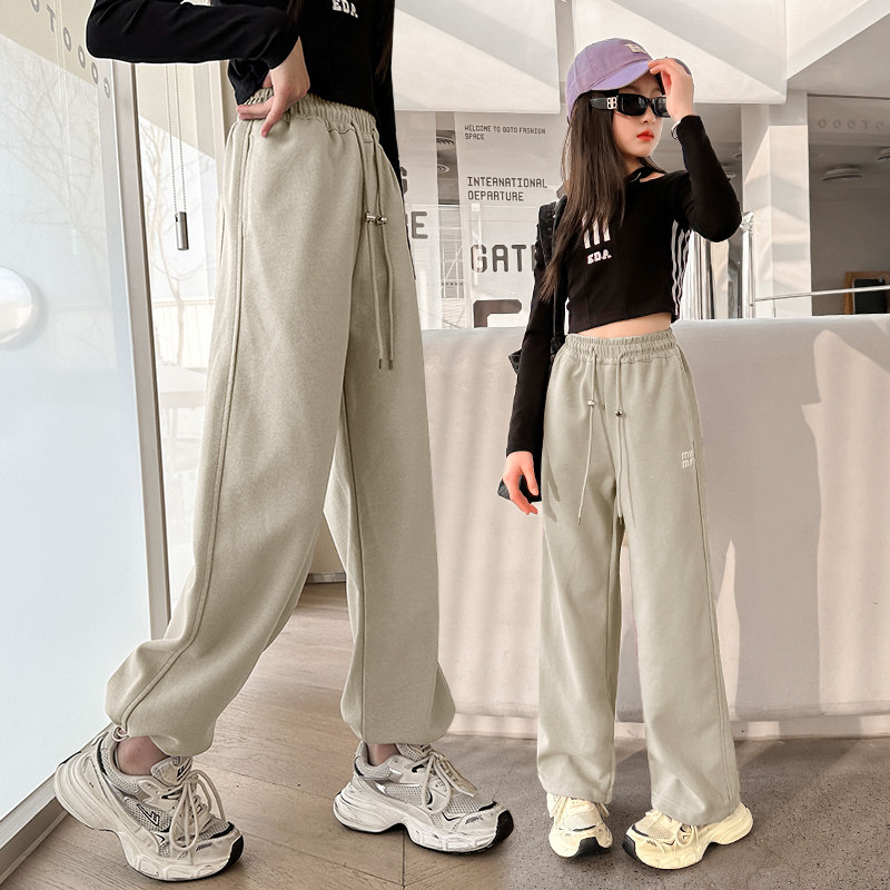 女童裤子春秋2025春季新款儿童运动裤薄款中大童宽松休闲长裤卫裤