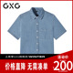 胸前口袋设计日常休闲翻领短袖 牛仔衬衫 夏季 经典 新品 GXG男装