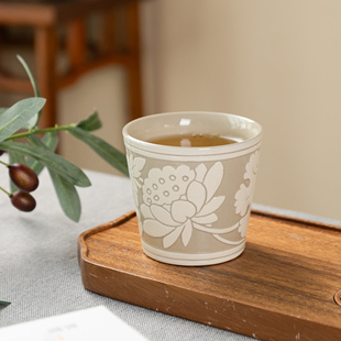 磁州窑邯郸安磁手工黑白刻陶瓷复古国潮茶咖两用杯大家陶艺伴手礼