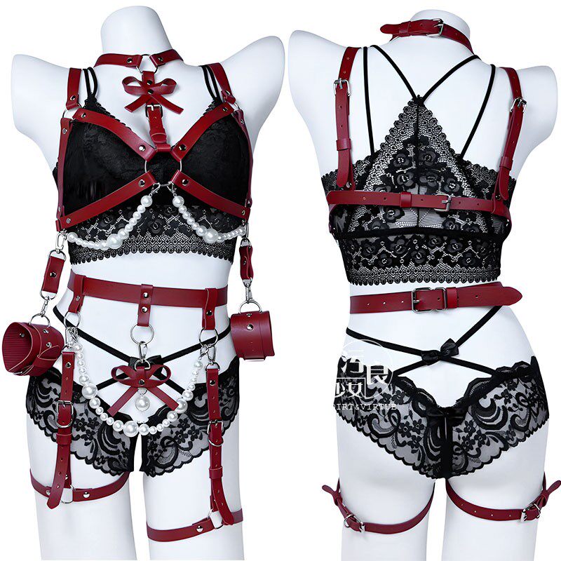 轻熟女士装饰内衣文胸珍珠挂链条捆绑束缚可调节私房性感免脱制服