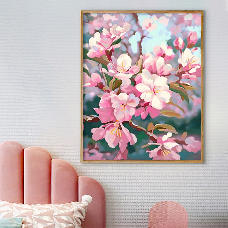满目春风diy数字油画治愈系唯美手绘油彩画植物花卉客厅装饰挂画