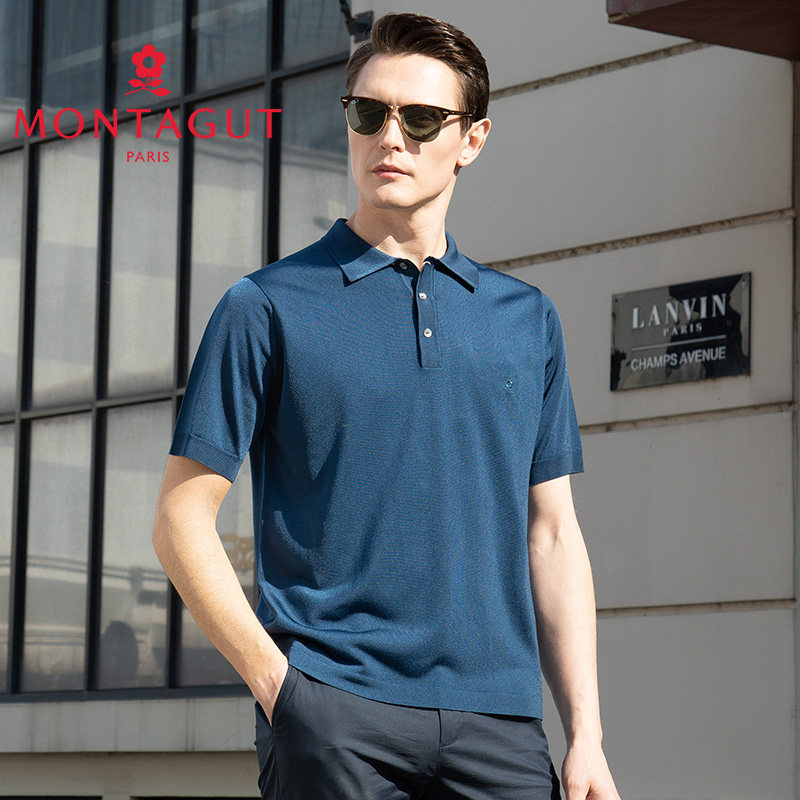 梦特娇[进口亮丝/专柜同款]短袖T恤夏季男装翻领冰丝POLO衫801003