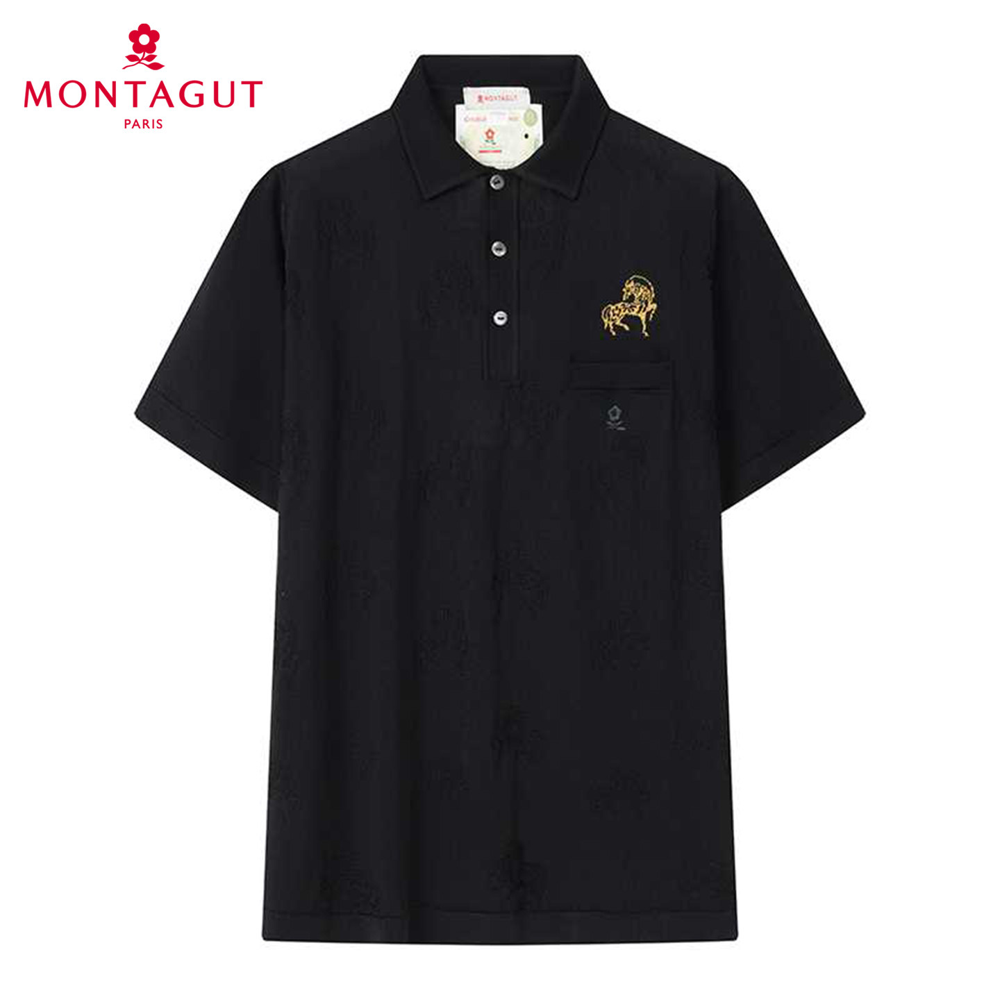 马年限定/进口亮丝]梦特娇短袖T恤男夏季薄冰丝翻领POLO衫324123