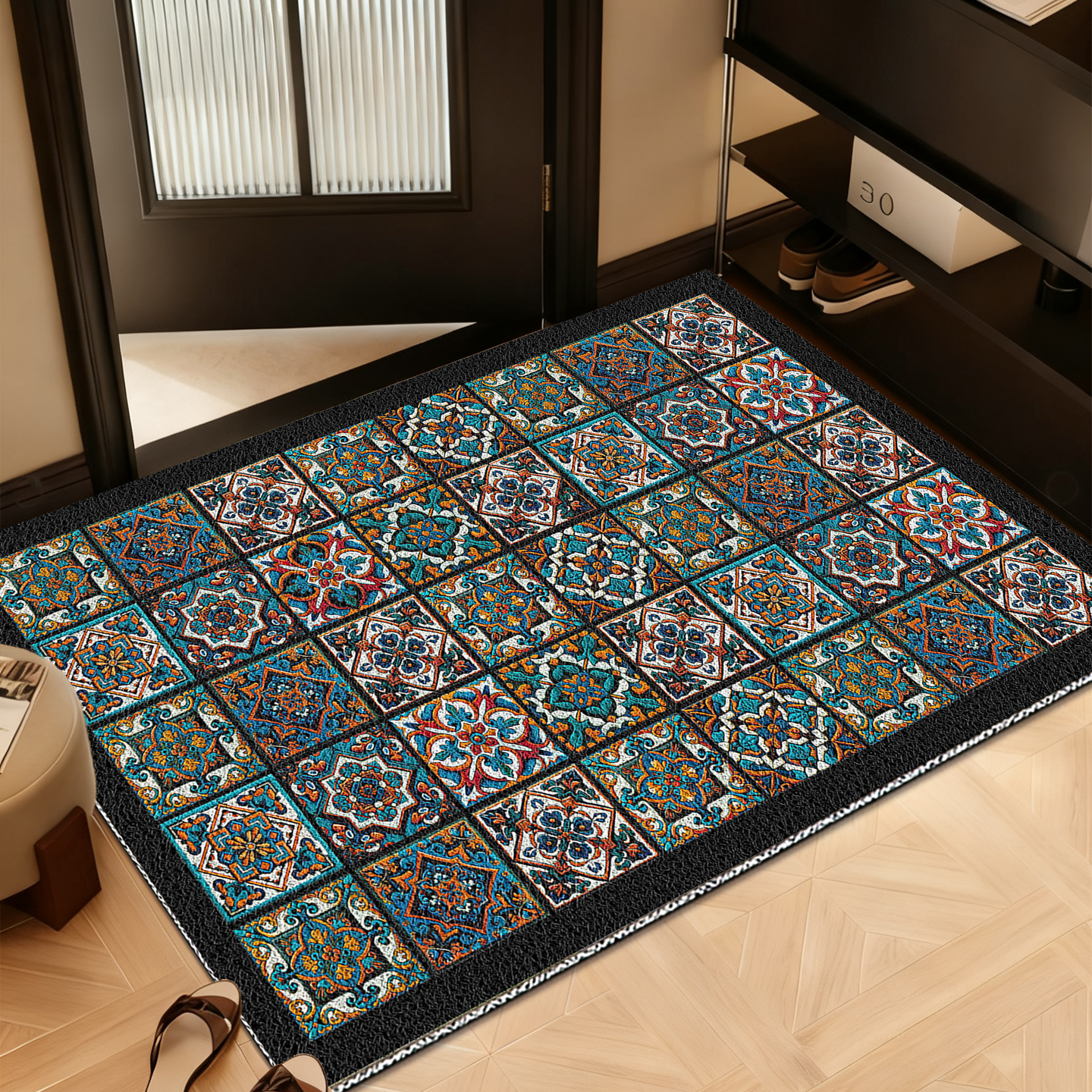 复古丝圈入户门垫可裁剪除尘