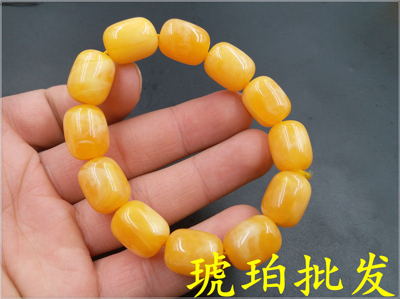 琥珀直销 特价款黄蜜蜡筒珠手链 琥珀蜜蜡手串