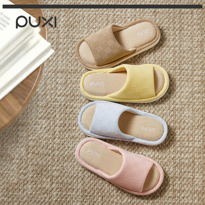 朴西倒序亚麻拖鞋女家居室内防滑软底透气吸汗四季棉麻布拖家用男