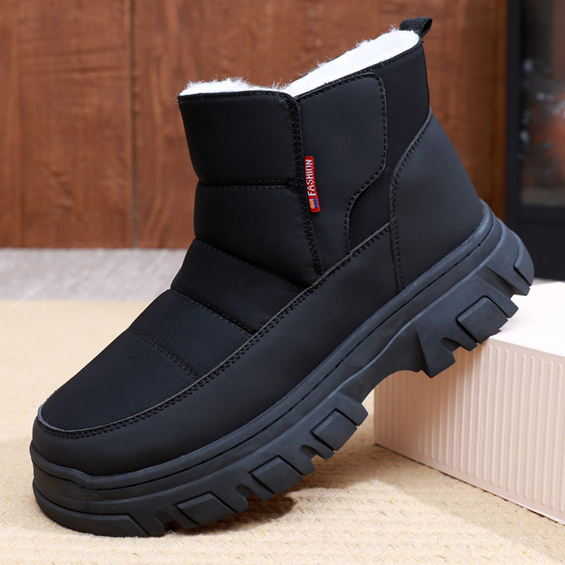 老北京布鞋加厚加绒保暖男皮毛一体棉靴冬季纯羊毛防滑爸爸雪地靴
