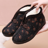 老北京布鞋 防滑软底奶奶棉靴 加绒保暖老年人女鞋 羊毛妈妈棉鞋 冬季