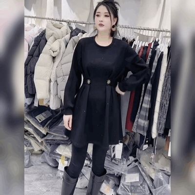 烫钻打底裙女法式赫本风小黑裙