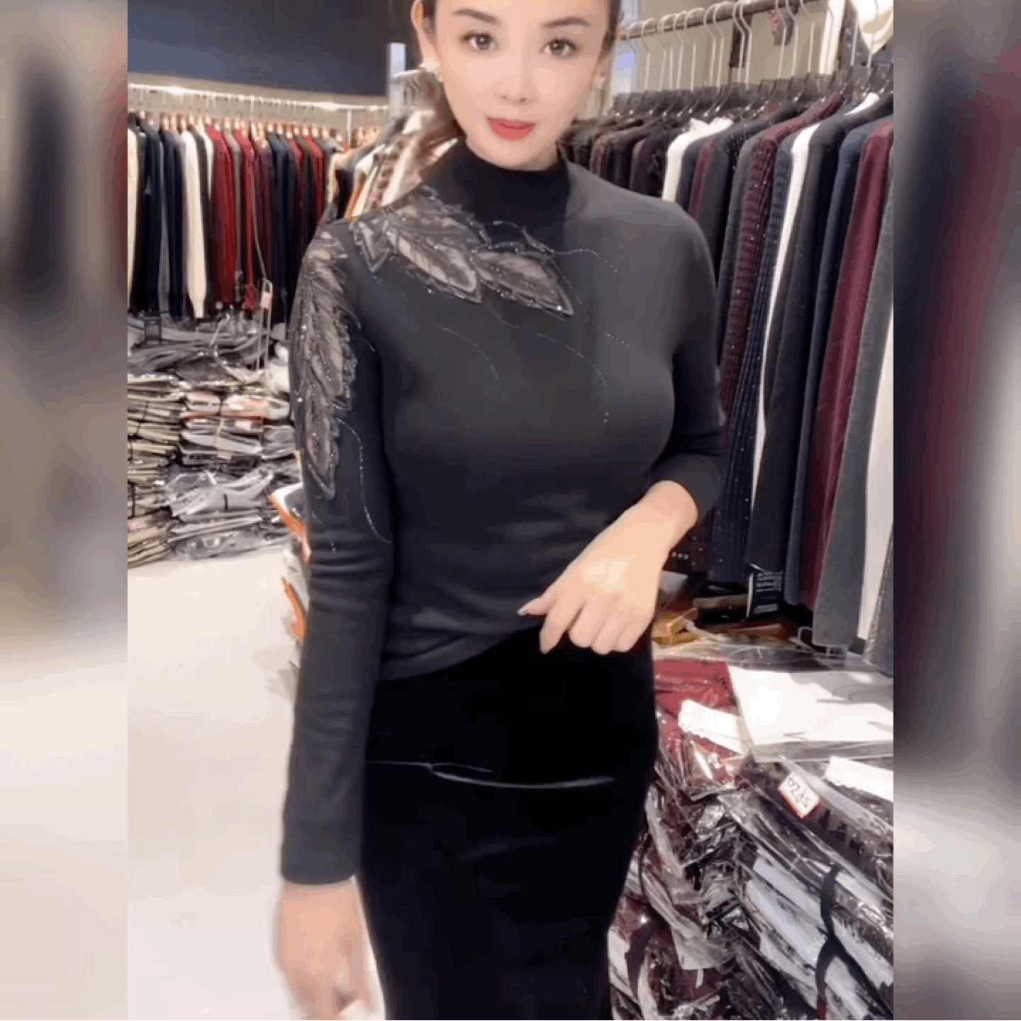 T恤小衫长袖重工烫钻法式上衣