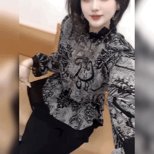 时尚气质雪纺纱套头衬衫女