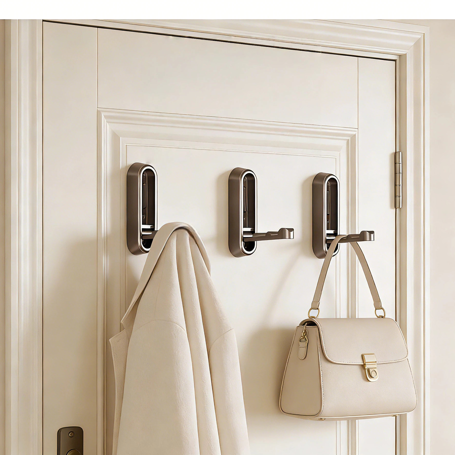 锌合金免打孔隐形挂衣钩可折叠浴室衣服挂钩墙壁挂门后玄关挂衣架