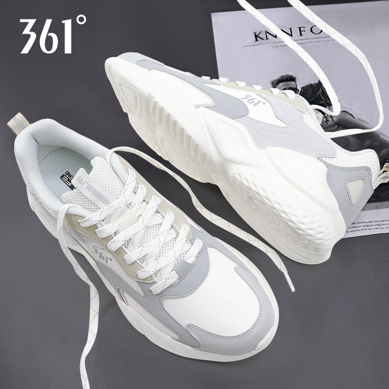 361男鞋减震防滑耐磨中帮休闲鞋子百搭秋冬季白色软底运动鞋男款