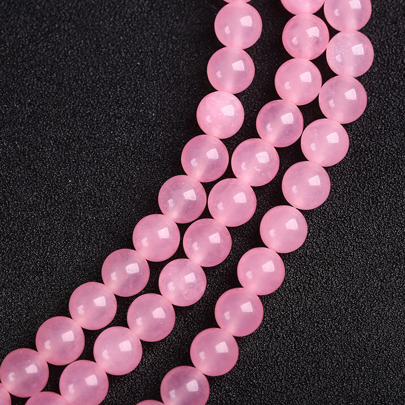 手工diy水晶饰品配件 粉色石英岩玉粉玉髓玉石散珠子半成品串珠材