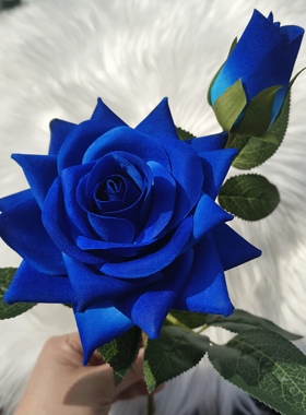 新品上市手感绒布玫瑰花仿真花假花客厅摆件装饰插花花艺花束
