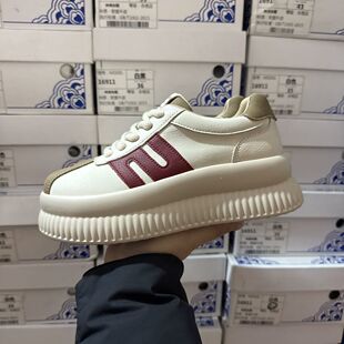 德训板鞋 女春秋洋气增高温州鞋 潮 厚底真皮松糕鞋 超轻实体撤柜断码