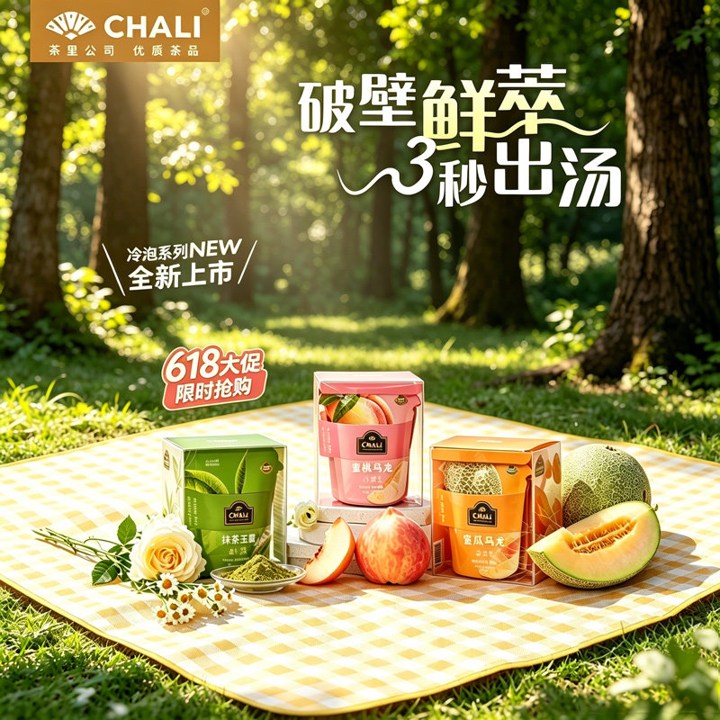 CHALI茶里 夏日冷泡茶蜜瓜蜜桃乌龙抹茶玉露0糖解腻水果冷萃茶包