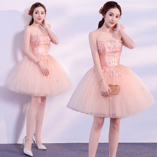 伴娘服小礼服礼服新款独唱舞台演出服礼服晚装艺考表演主持女彩纱