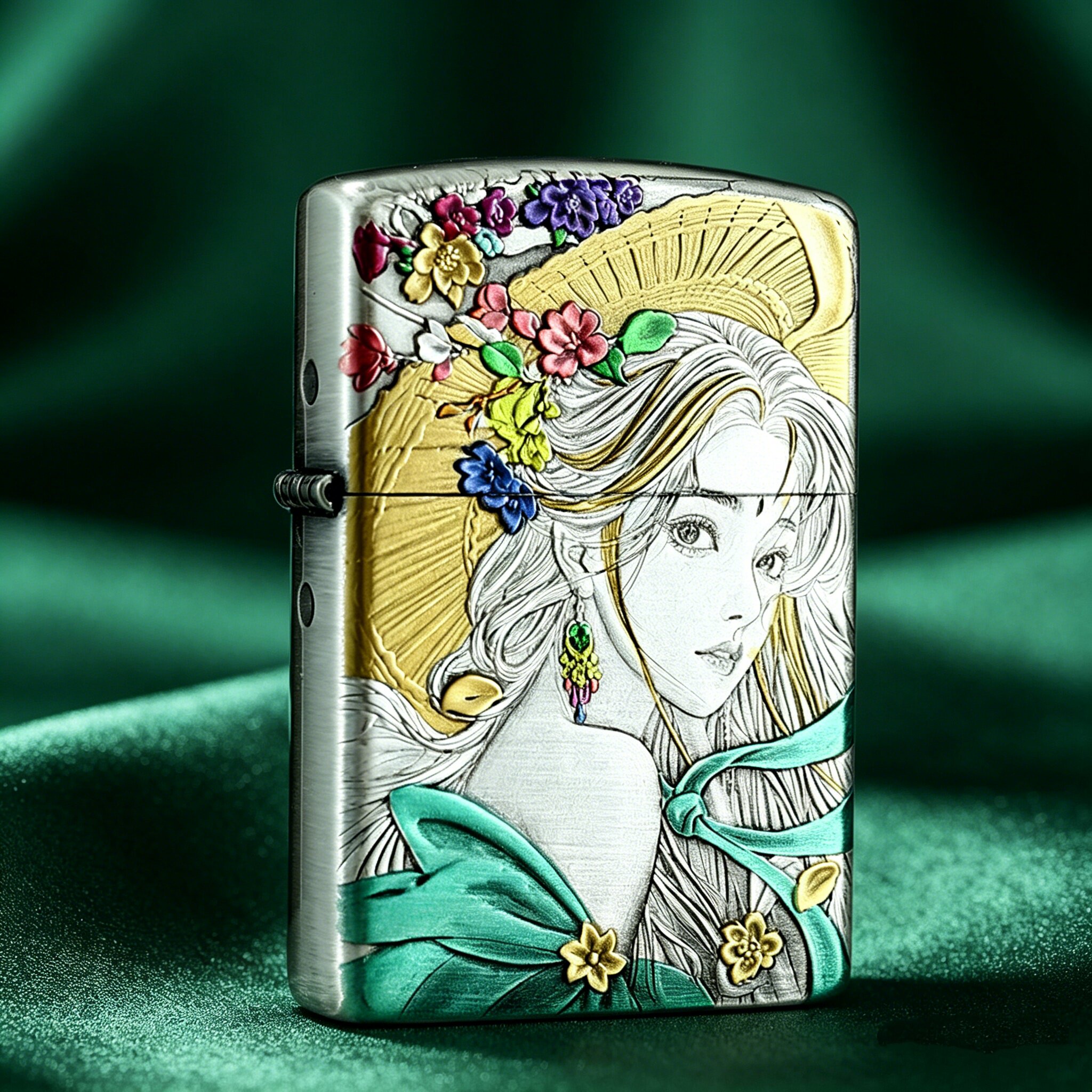 IMCO茶花女煤油打火机钛彩浮雕手工錾金熏银火机生日礼物送男友潮