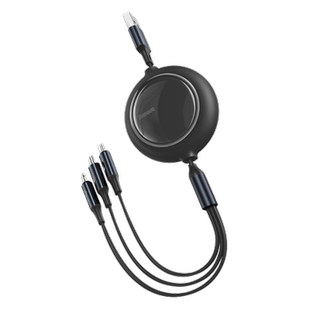 倍思数据线三合一充电线一拖三快充三头适用苹果14pro手机typec车载充电线伸缩多头多功能线收纳礼品定制logo