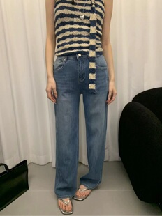 女 显瘦百搭高腰直筒牛仔裤 G6731四面弹春夏洋气时尚 韩版