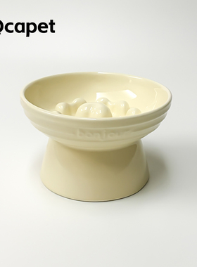 陶瓷宠物猫碗慢食碗高脚碗缓食碗平口猫碗食盆法式狗碗狗盆水碗