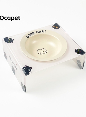 陶瓷宠物碗猫狗碗带架防黑下巴高脚猫碗护颈防噎猫粮碗猫咪食盆