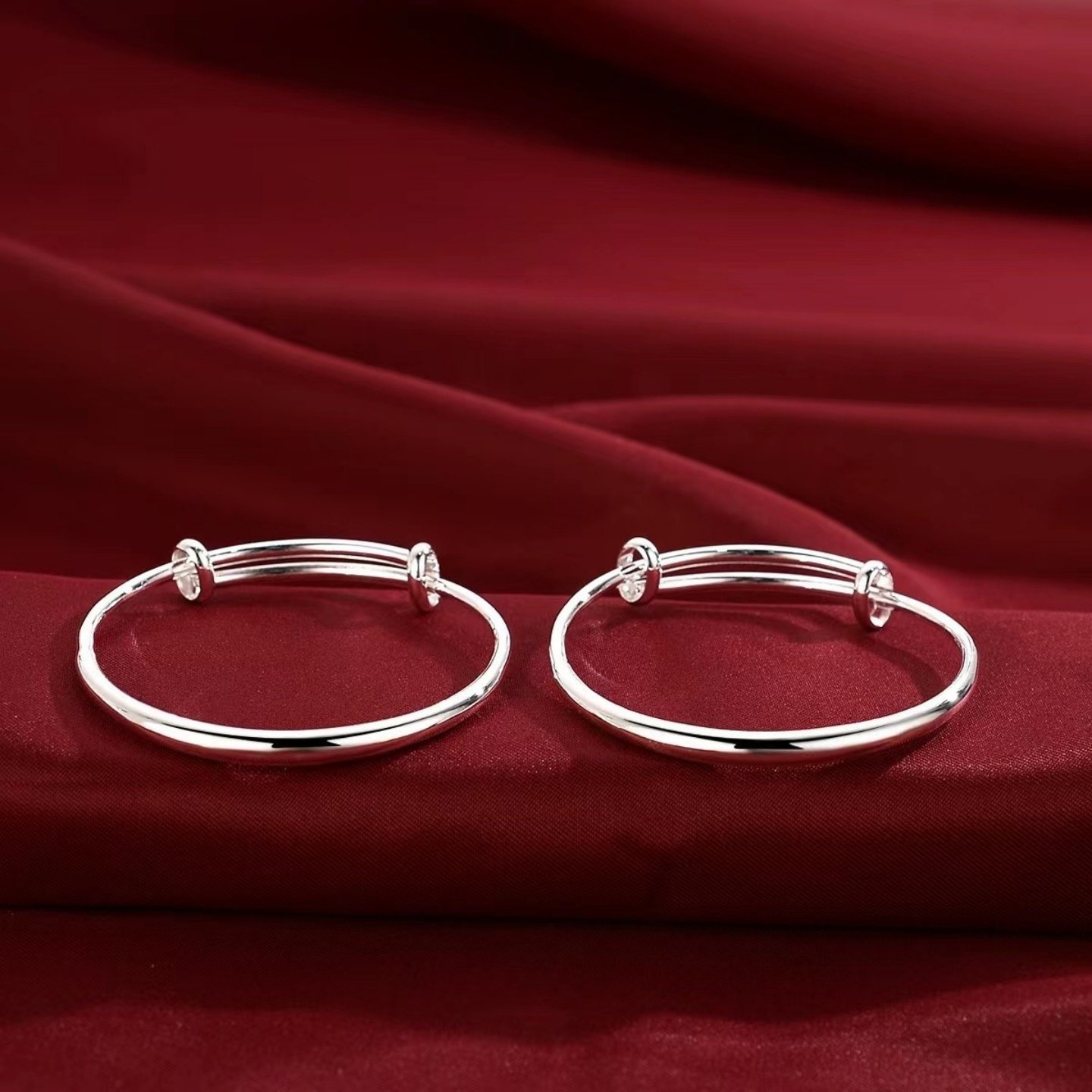 纯银宝宝手镯女素圈喜乐足银手环男婴儿满月儿童生日送小孩子礼物