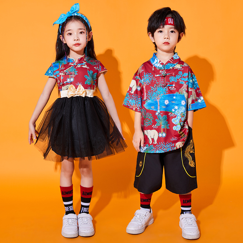 演出服汉服男童套装女童旗袍