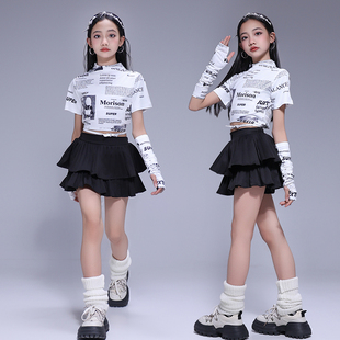 夏季女童爵士舞服装jazz露脐上衣练功服街舞表演服女团走秀演出服