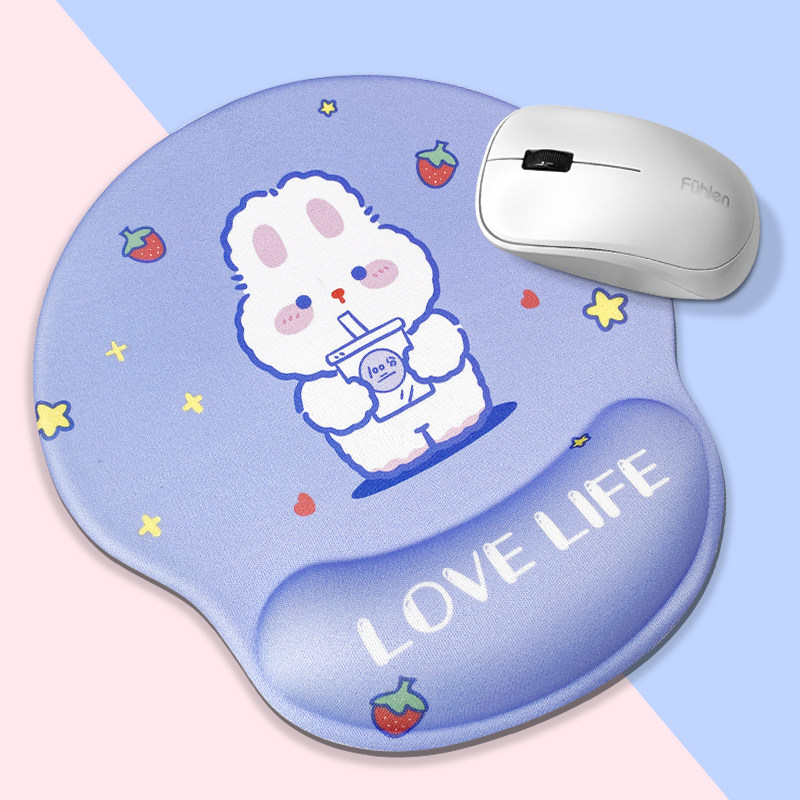 创意奶茶兔鼠标垫护腕硅胶键盘手托枕可爱女生卡通萌物3D立体加厚
