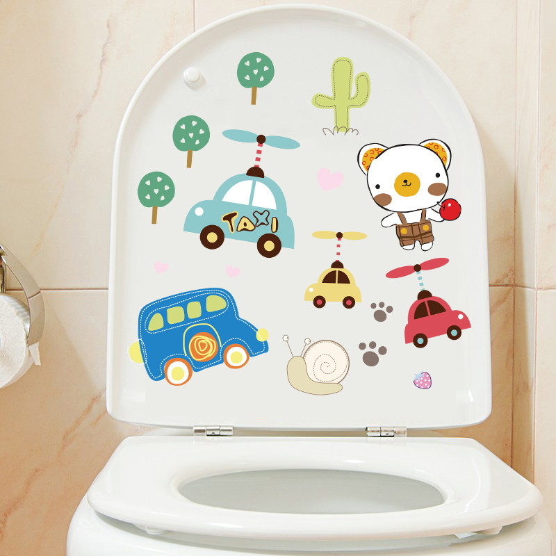 可爱猫咪马桶贴纸搞笑个性马桶盖贴画防水自粘厕所卫生间装饰墙贴