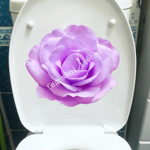 创意花朵玫瑰马桶盖贴翻新贴纸全贴防水墙贴卫生间贴画坐便贴装饰