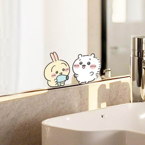 吉伊卡哇chiikawa镜子贴纸贴画装饰浴室小图案卫生间自粘遮挡神器