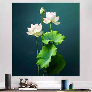 荷花图卫生间贴画莲花画装饰厕所化解净秽专用贴纸防水卫生间门