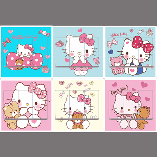 hellokitty猫开关贴插座贴画墙上翻新家用房间遮挡自粘不透明装饰