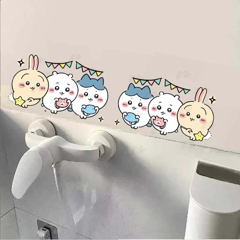 吉伊卡哇chiikawa小八乌萨浴室镜子贴自粘卫生间瓷砖遮丑装饰贴画
