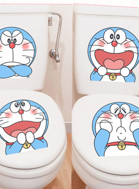 可爱卡通机器猫防水马桶贴