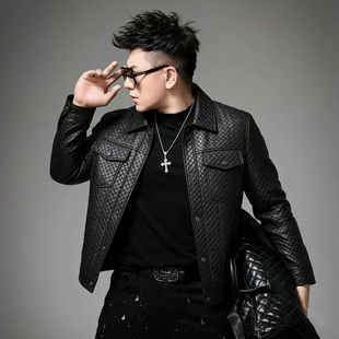 欧货翻领男士90白鹅绒羽绒服2026新款高端皮夹克冬季保暖防寒外套