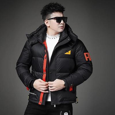 欧货冬季新款连帽提花外套羽绒服