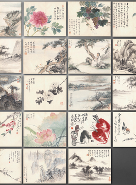 名家册页小品花鸟画国画山水画