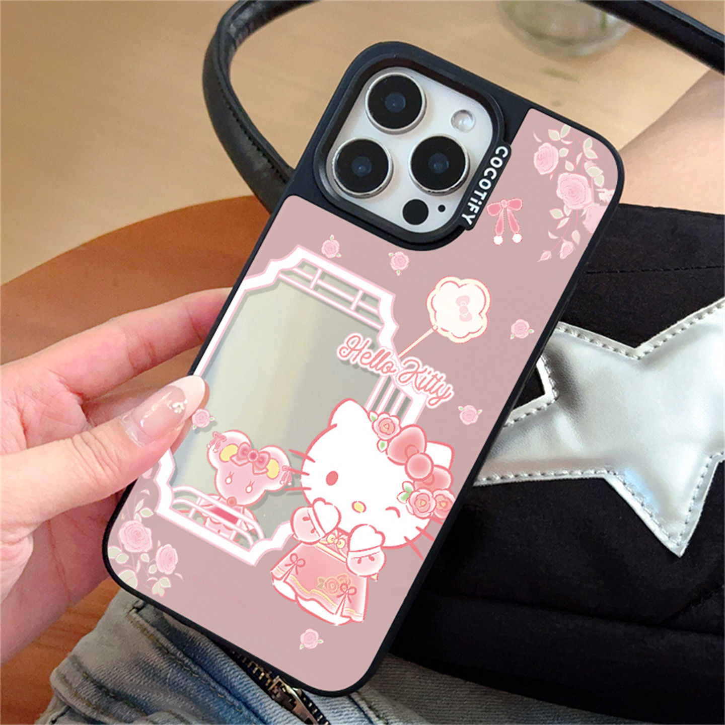 ins软萌少女可爱镜面HelloKitty猫咪15适用16pro苹果16ProMax手机壳iPhone16全包1214P