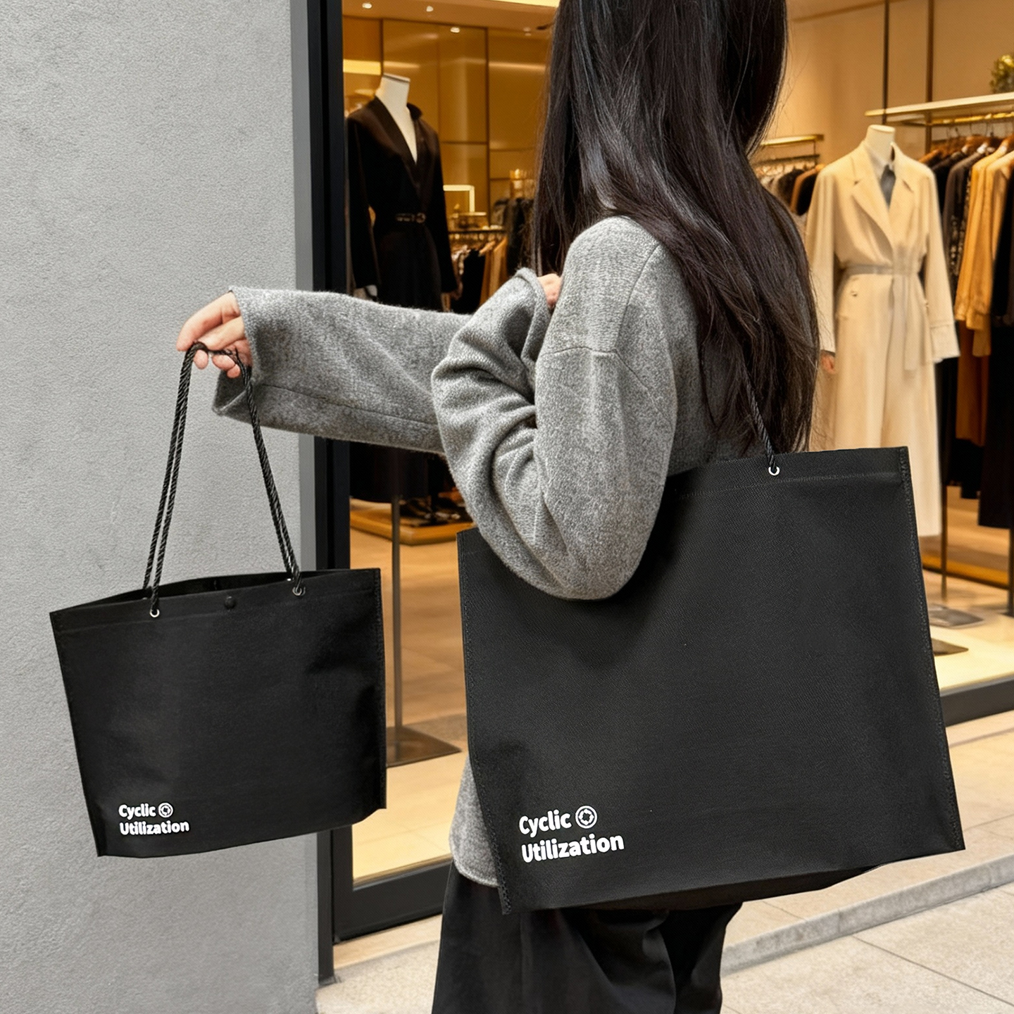 服装店包装袋子定做女装衣服手提定制秋冬大容量无纺布购物袋订做