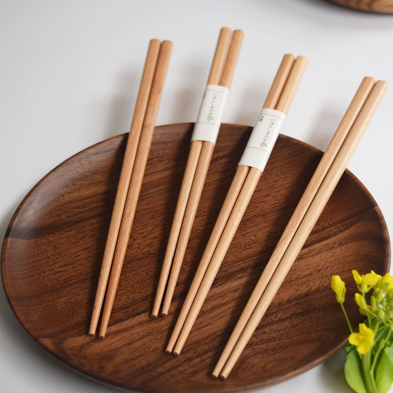 0筷子日式家庭装便携木质圆头